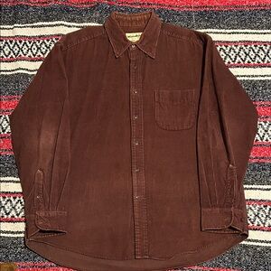 Eddie Bauer Dark Brown/burgandy Corduroy Shirt